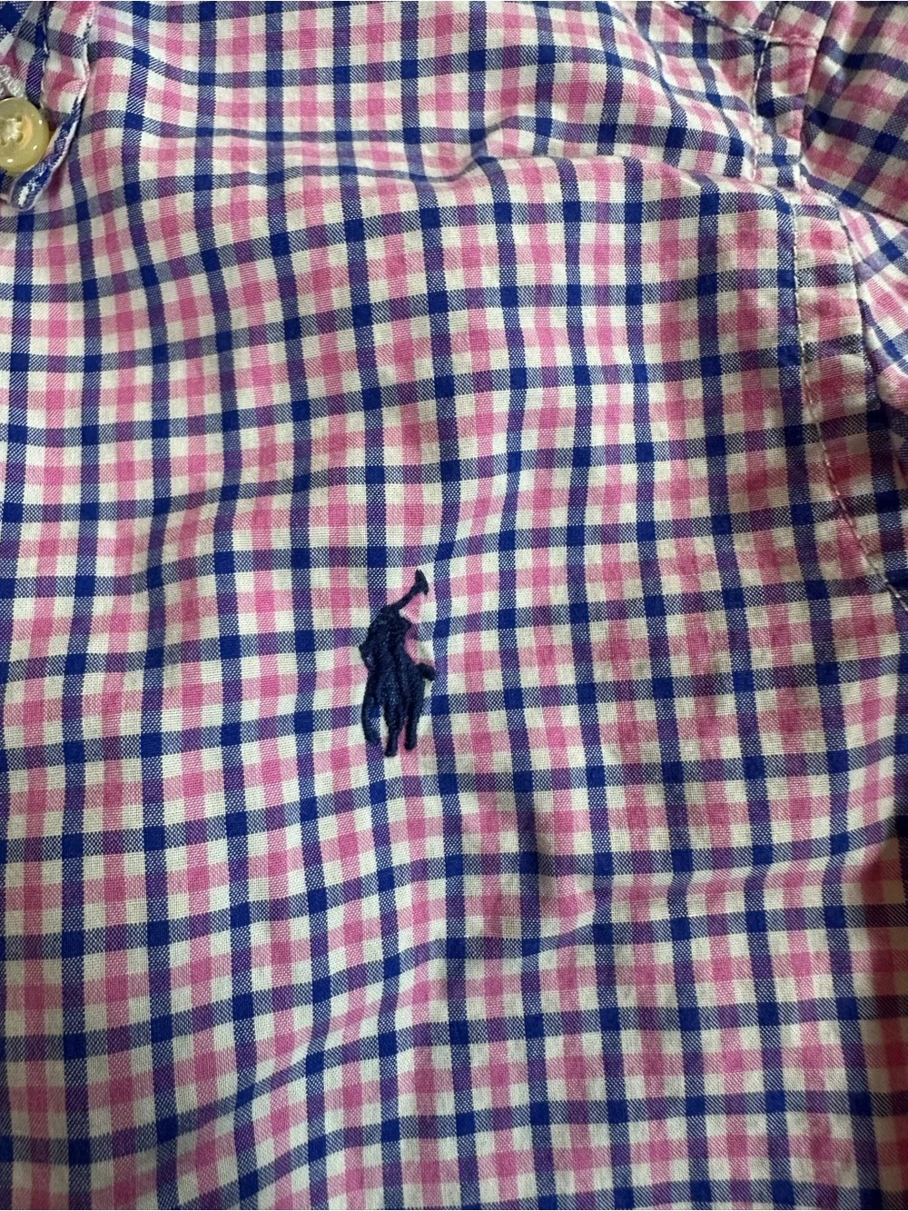 Ralph Lauren Pink & Blue Plaid Button-Down Shirt for Kids